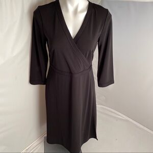 Sigrid Olsen black faux wrap long sleeve dress L